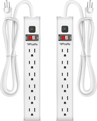 Amazon.com: TiFFCOFiO Surge Protector Power Strip, 6 Feet Extension Cord, 600 Joules Surge Protection, Multiple Protection 6 Outlet Strip, 14 AWG Cord