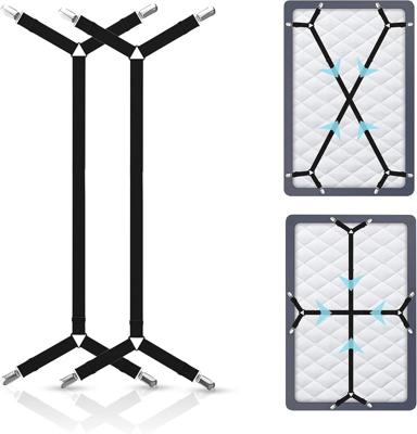 Amazon.com: NOVA HOME Bed Sheet Holder Straps, Adjustable Elastic, 2pcs Set, Black | Nickel Clamps, Fabric Protectors, Crisscross Design Keeps Sheets