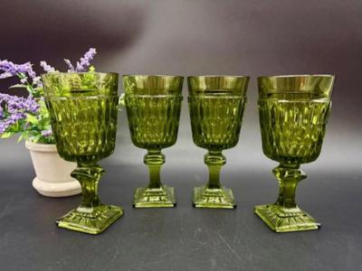 Vintage Indiana Glass Mt. Vernon Green Wine Glasses Set of 4 C.1970s Mid Century Barware - Etsy Canada