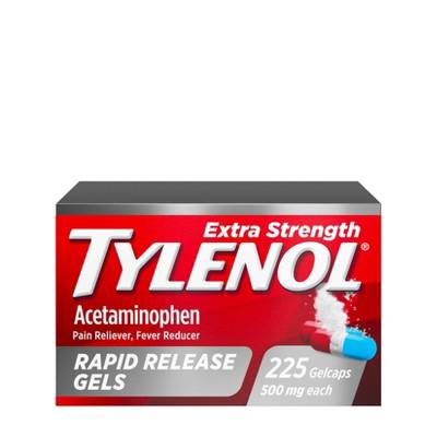 Tylenol Extra Strength Rapid Release Pain Reliever & Fever Reducer Gelcaps - Acetaminophen - 225ct : Target