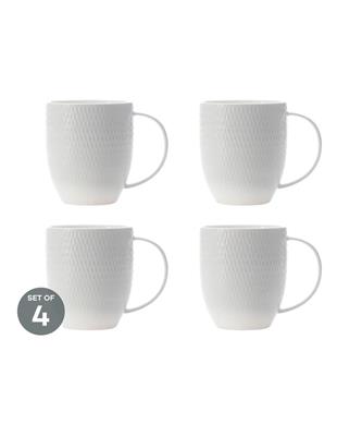 Maxwell & Williams White Basics Diamonds Coupe Mug 420ml Set of 4 | MYER