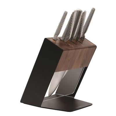Global – Katana 6 piece Knife Block Set Black Stainless Steel Walnut (Made in Japan) – Victorias Basement