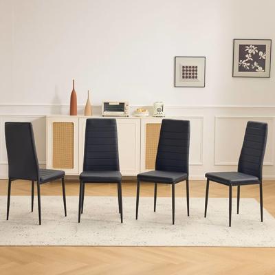 Amazon.com - Karl home Dining Chairs Set of 4, PU Leather & High Back, Black | Black kitchen chairs with padded seats & foot cap protection for dining