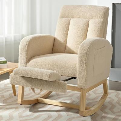 Amazon.com: NIOIIKIT Modern Nursery Rocking Chair, Teddy Upholstered Rocking Chair with Footrest, Comfortable Glider Rocker with Side Pocket for Livin