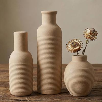 Amazon.com: Rustic Farmhouse Vase Set of 3 - Ceramic Decorative Vintage Vases Home Decor - Pampas Grass Dried Fresh Flowers - for Centerpiece, Coffee
