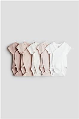 Light powder pink/powder pink 5-pack Cotton Bodysuits for kids | H&M CA