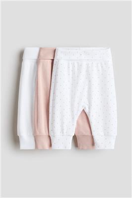 Light dusty pink/dotted 3-pack Foldover-Waist Pants for kids | H&M CA