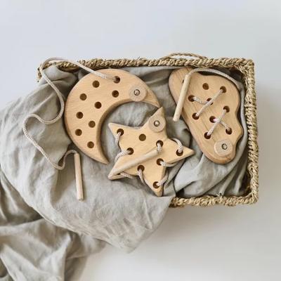 Keebori Light Brown Wooden Lacing Toy For Kids Set Of 3 | Moon Cloud And Star | 13 X 11 Cm | 15 X 8 Cm Price in India - Buy Keebori Light Brown Wooden