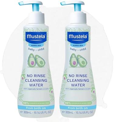 Mustela No-Rinse Cleansing Water 300ml (Pack of 2) – Gentle Baby Micellar Water for Face, Body & Nappy Area – Cleanses Without Rinsing | for Newborns,