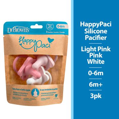 Dr. Browns HappyPaci Silicone Baby Pacifier, 0-6m, White Pink Light Pink, 3 Pack - Walmart.com