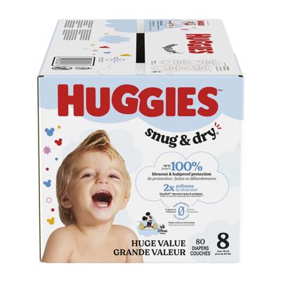 Huggies Snug & Dry Baby Diapers, Size 8 (46+ lbs), 80 Count - Walmart.ca