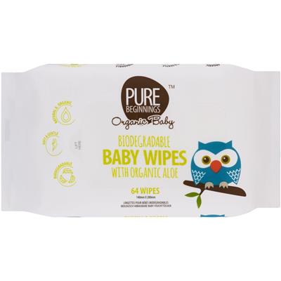 Pure Beginnings Biodegradable Aloe Baby Wipes 64 pk | Woolworths.co.za
