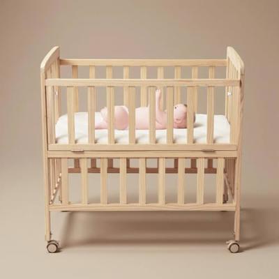 Flwrgirl Convertible Mini Baby Crib - Portable Bedside Bassinet with Mattress Included,3 Heights Baby Crib with Wheels for Small Room and Newborns 0-1