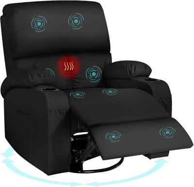 Amazon.com: LAFWELL Rocking Recliner Chair, Massage Rocker Recliner Chair with Vibration Massage and Heat, 360° Swivel Recliner Chairs, Living Room, B