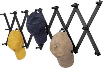 Amazon.com: SCUNDA Hat Rack for Wall, Expandable Wall Hat Holder with 16 Hooks, 16 inch Wooden Wall Hook for Baseball Caps,Cowboy, Bag,Hoodie(Brown) :