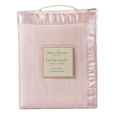 Sweet Dreams Cot Cotton Fleece Blanket - Pink | Baby Bunting AU