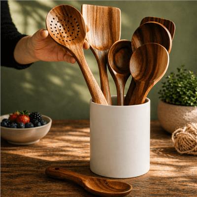 PurePrep™ Teak Utensils | 7-Piece Non-Toxic Kitchen Set