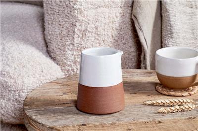 Mali Slanting Jug - White & Terracotta-nkuku – Nkuku
