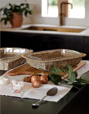 Glass & Seagrass Oven Dish – Medium | Serveware & Kitchen Accessori...