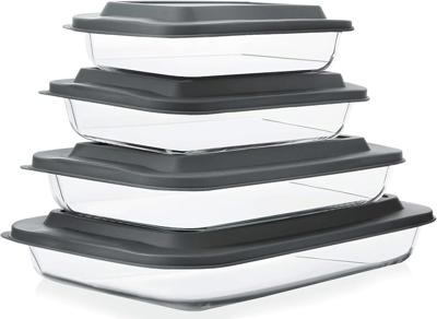 Amazon.com: 8-Piece Deep Glass Baking Dish Set with Plastic lids,Rectangular Glass Bakeware Set with Lids, Baking Pans for Lasagna, Leftovers, Cooking