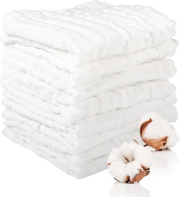 Lanjue 8 Pcs Muslin Cloths for Baby, 12x12 Inch Cotton Muslin Squares 6-layer Soft Thickening Fabric, Reusable Burp Cloth with High Absorbency for Bab