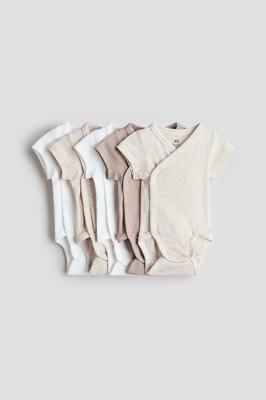 Beige/White 5-pack cotton bodysuits for kids | H&M GB