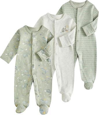 WYTbaby 3 Pack Baby Romper Cotton One Piece Newborn Jumpsuit Long Sleeve Bodysuit Baby Grows for 0-3 Months : Amazon.co.uk: Fashion