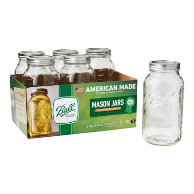Ball® 64oz. Wide Mouth Glass Mason Jars for Canning and Crafting, with Airtight Lids and Bands, 6 Count - Walmart.com
