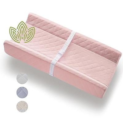 Organic Cotton Covered Contoured Baby Changing Pad | Waterproof Foam Mattress, Soft, Removable & Washable Cover, Safety Strap, Non-Slip Bottom, Topper