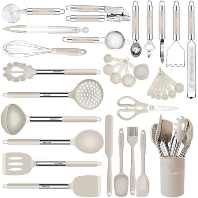 Kitchen Utensils Set-Silicone Cooking Utensils-33pcs Non-Stick Silicone Cooking Kitchen Utensils Spatula Set with Holder-Best Kitchen Cookware with St