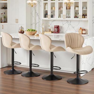 Amazon.com: Sweetcrispy Bar Stools Set of 4, Modern Swivel Bar Chairs, Adjustable Fabric Upholstered Barstools Counter Height with Backrest for Bar, K