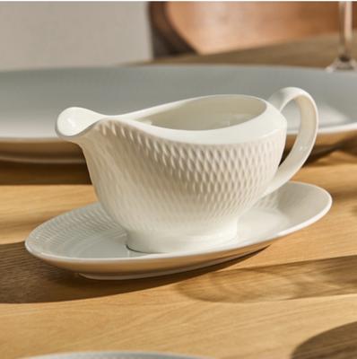 Maxwell & Williams 2 Piece White Basics Diamonds 480ml Gravy Boat & Saucer Set | Temple & Webster