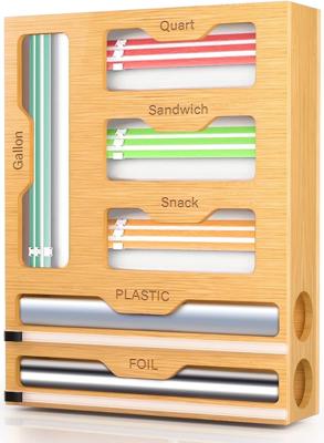 AOKIWO Bamboo Ziplock Bag Storage Organizer for Kitchen Drawer with Slider Cutter - Walmart.com