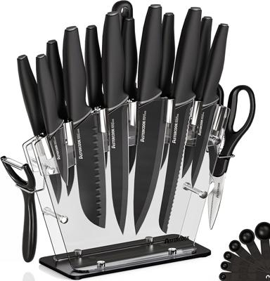 Amazon.com: Astercook Knife Set with Block and Sharpener, 22 Piece Kitchen Knife Set Dishwasher Safe, Space-Saving Clear Knife Block with Knives for E