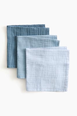 Light blue/Dusty blue 3-pack muslin cloths at H&M Home | H&M GB