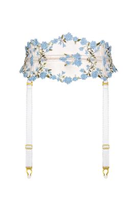 Charlotte Ciel Embroidered Waspie | Luxury Blue Bridal Inspired Lingerie by Edge o’ Beyond, UK | Designer Underwear   Gifts by Edge o Beyond, UK