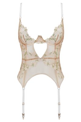 Edge o Beyond Charlotte Ivory Basque | Bridal Luxury Lingerie - Floral Embroidery in White | Designer Underwear   Gifts by Edge o Beyond, UK