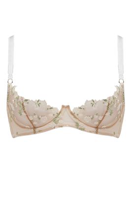Edge o Beyond Charlotte Ivory Quarter-Cup Bra | Bridal Luxury Lingerie - Floral Embroidery in White | Designer Underwear   Gifts by Edge o Beyond, U