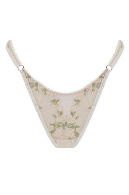 Edge o Beyond Charlotte Ivory High Cut Brief | Bridal Luxury Lingerie - Floral Embroidery in White | Designer Underwear   Gifts by Edge o Beyond, UK