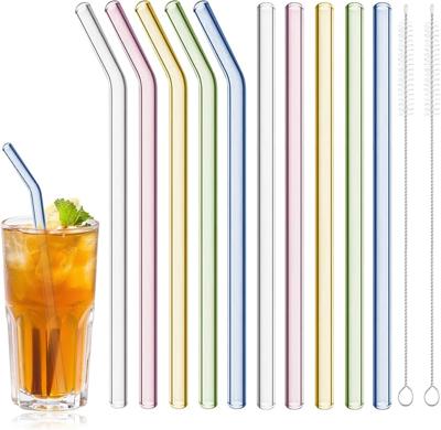 Amazon.com: 10 Pcs Reusable Glass Drinking Straws, 8” Colorful Glass Straws Shatter Resistant with 2 Cleaning Brush, Set of 5 Straight and 5 Bent Reus