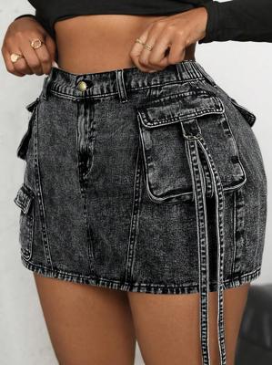 SHEIN ICON Plus Size Women Loose Denim Mini Skirt, Retro Washed Casual, Workwear Style | SHEIN USA