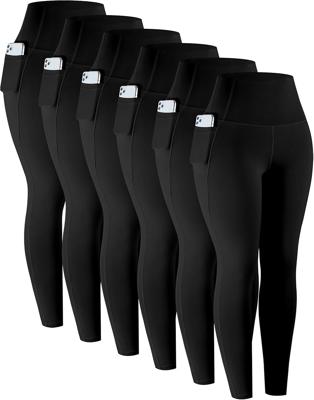 LZYVOO Leggings with Pockets for Women, 6 Packs Soft High Waisted Tummy Control Workout Yoga Pants(6Black-S) at Amazon Women’s Clothing store