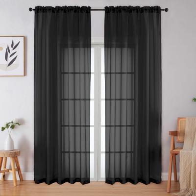 OVZME Black Sheer Curtains 90 Long 2 Panels Set for Living Room & Bedroom, Premium Lightweight Voile Sheer Drapes with Rod Pocket - Each Panel 59 Wid