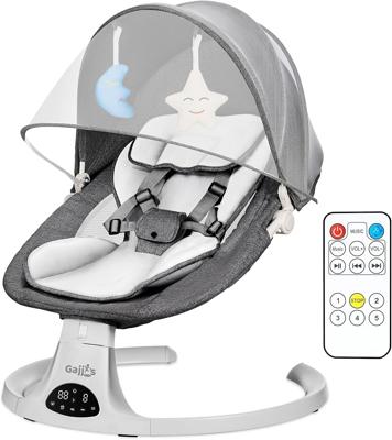 Baby Bouncer Swing Chair from Birth | 5-Speed Baby Swing with Remote Control, 3-Stage Timer, Soft Padded Seat & 2 Plush Toys | Newborn Infant Bouncer.