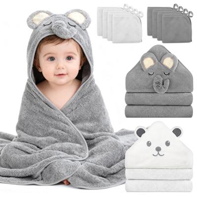 10Pzas Toallas para Bebé, 2 Pzas Toallas Suaves con Capucha para Bebé y 8 Pzas Paños, Toallas de Baño para Recién Nacidos, Bebés y Niños Pequeños - Ul