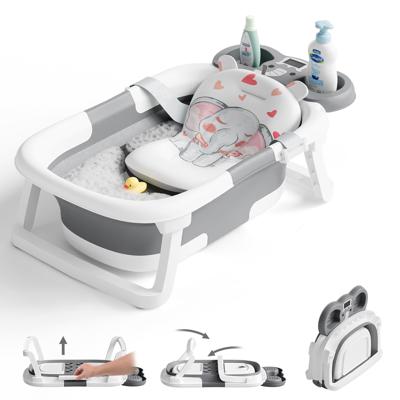 TUMAJUP Foldable Baby ‎Bathtub Elephant PP+TPE with Soft Cushion&Thermometer for 0-36 Months Toddler Gray - Walmart.com