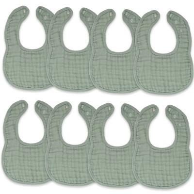 Comfy Cubs Muslin Cotton Baby Bibs, 8 Pack, Adjustable Size with Easy Snaps, Soft and Super Absorbent - Fern : Target