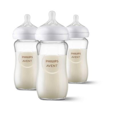 Philips Avent Natural Glass Baby Bottles with Response Nipples - 8oz/3pk: BPA-Free, Breast Pump Compatible, Silicone Nipple : Target