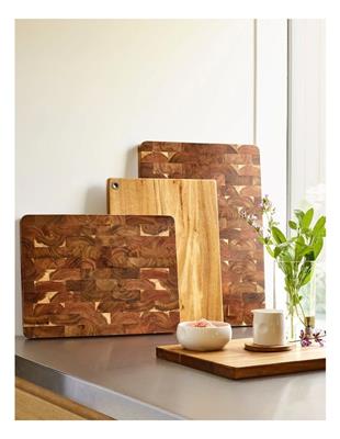 The Cooks Collective Acacia End Grain Cutting Board 40x30x3cm in Natural | MYER