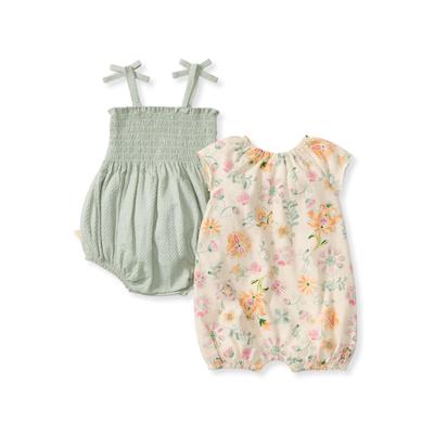 Mediterranean Floral Baby Girl Bubble Romper 2-Pack Set – Burts Bees Baby